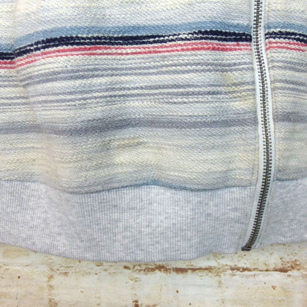 Vissla Hoodie Mens L Storm Gray Striped Foghorn Zip French Terry Surf Beach FLAW - Picture 8 of 16